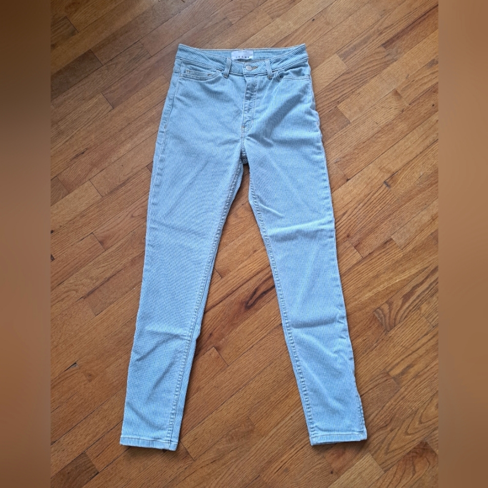 American Apparel Light Blue Striped Skinny High-Waisted Jeans SZ 28